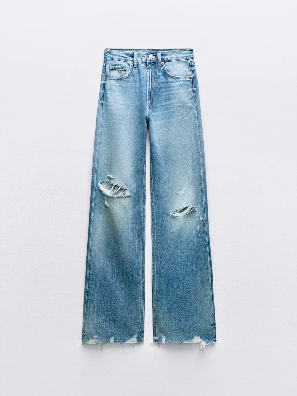 Zara RIPPED HIGH RISE TRF WIDE
LEG JEANS